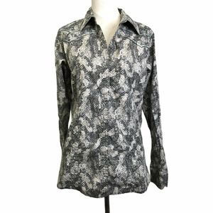 Wrangler Rock47 Shirt Gray Reptile Snakeskin Western Cotton Snaps